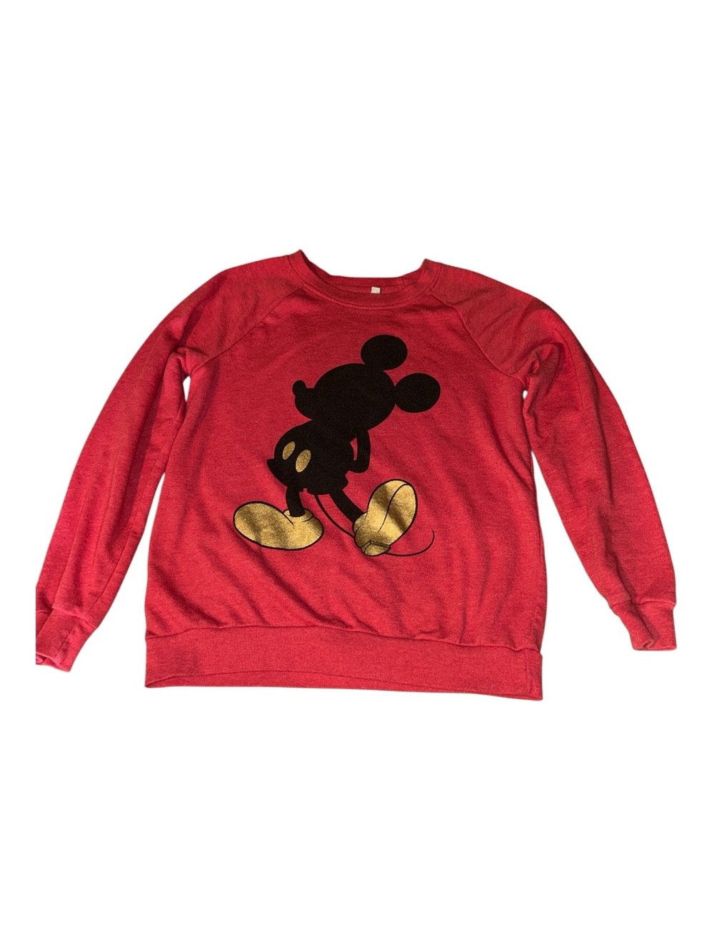 Disney Mickey Mouse Silhouette Gold Boots Crewneck Soft Sweatshirt Sz M - Picture 2 of 6